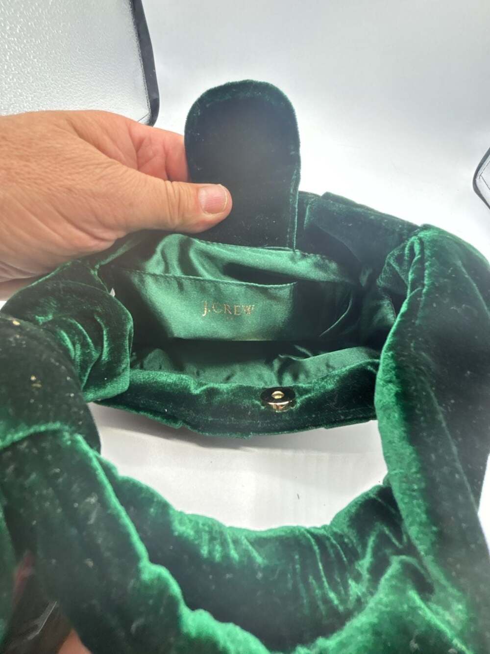 J.Crew Velvet Knotted Handle Handbag Green
